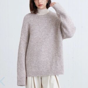 Oak + Fort Cozy Oversized Crewneck Women's Sweater in Oat Stucco Creamy Color